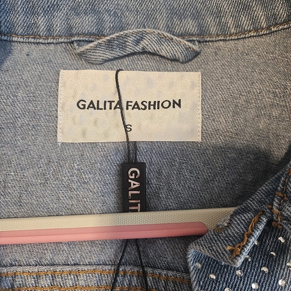 Galita Fashion Blue Denim Rhinestone Jacket, Size S (NWT) - Picture 5 of 5